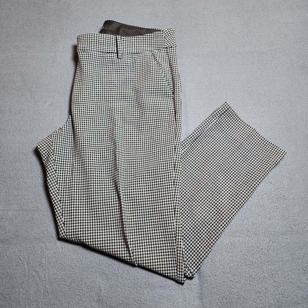 Talbots Dress Pants Women 12 Black Houndstooth High Rise Hampshire Ankle